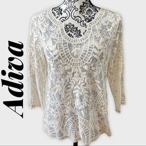 Adiva Cream/Off White Sheer Lace Top